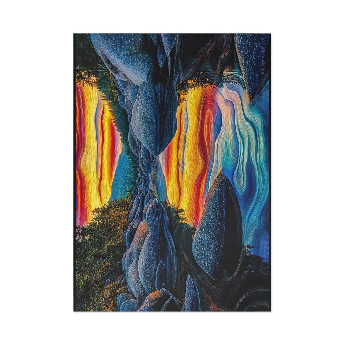 Fine Art Postcard | North Country Nature Surreal Art | Mountain Pond Sunset