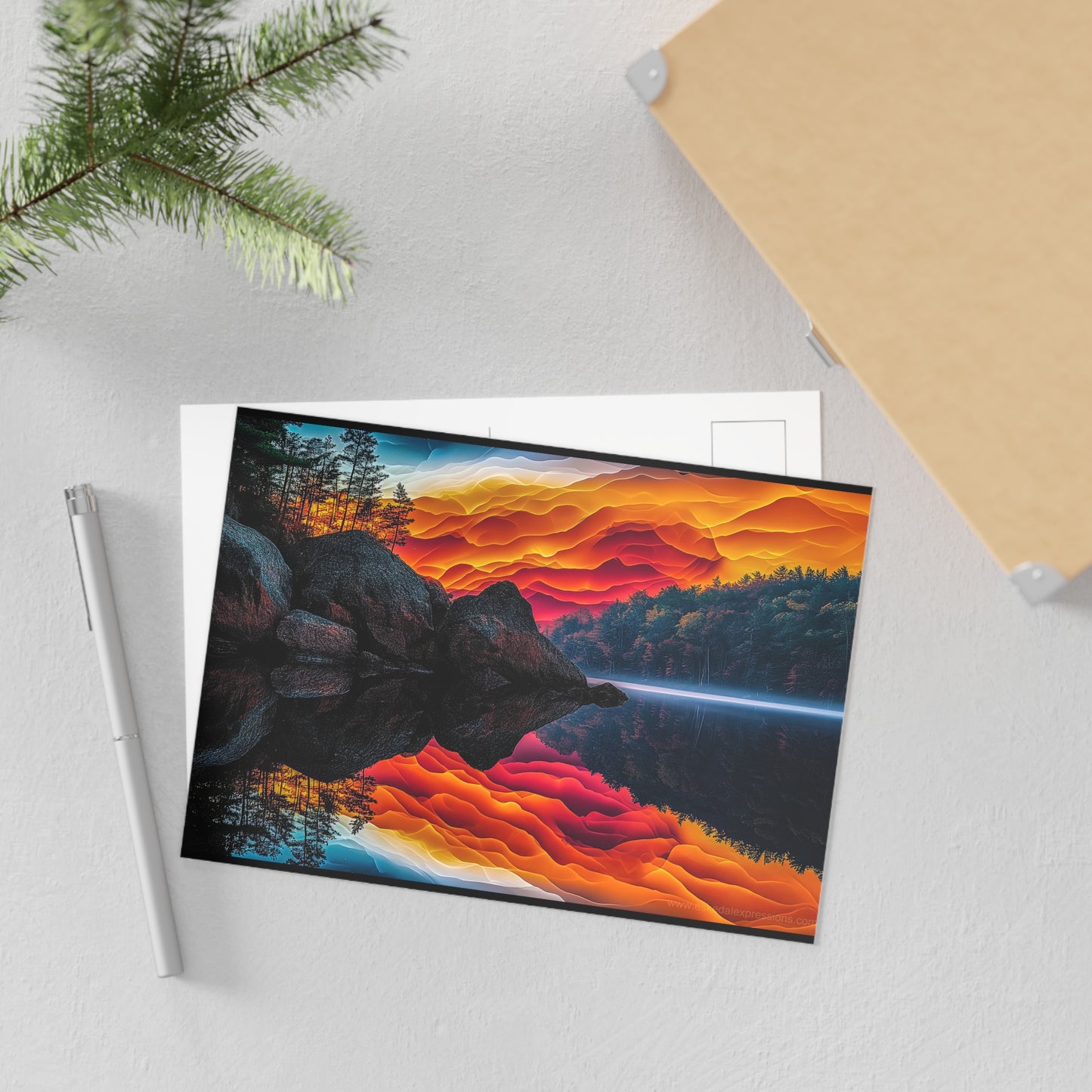 Fine Art Postcard | North Country Nature Surreal Art | Red Sky