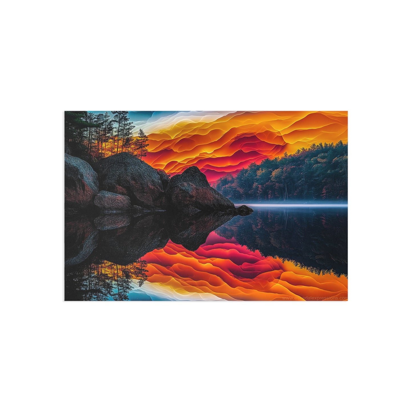 Fine Art Postcard | North Country Nature Surreal Art | Red Sky