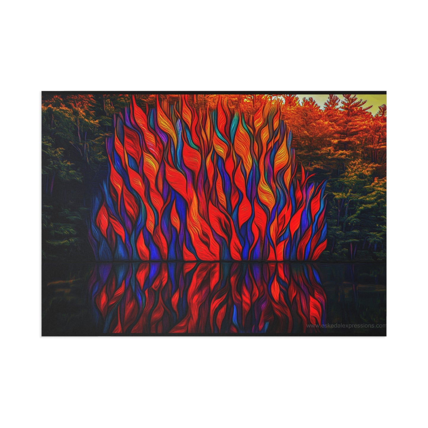 Fine Art Postcard | North Country Nature Surreal Art | Intense Foliage Shoreline