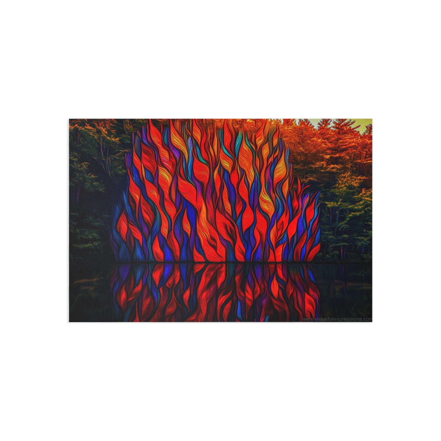 Fine Art Postcard | North Country Nature Surreal Art | Intense Foliage Shoreline