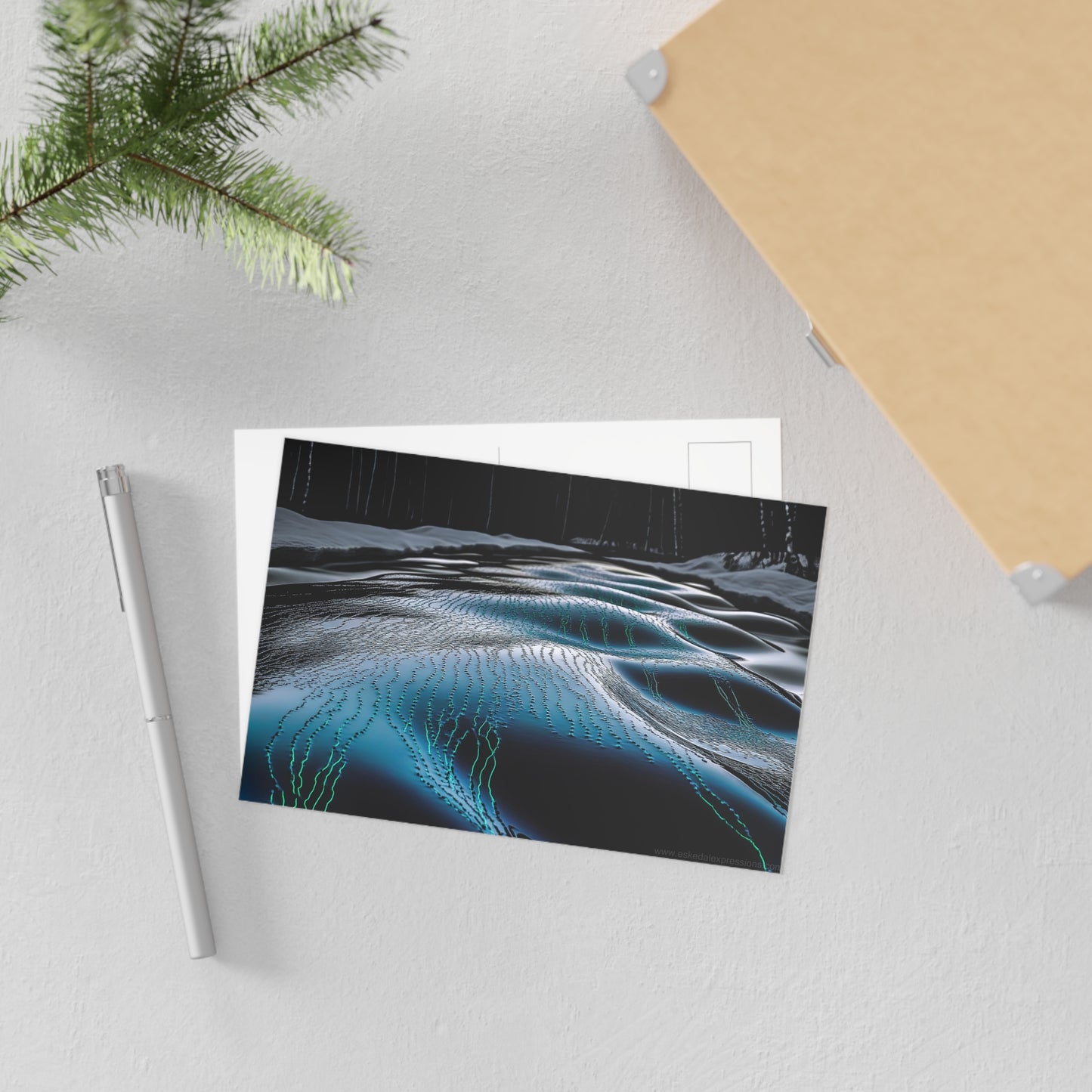 Fine Art Postcard | North Country Nature Surreal Art | Winter Brook Ripple Dimples - quickwater