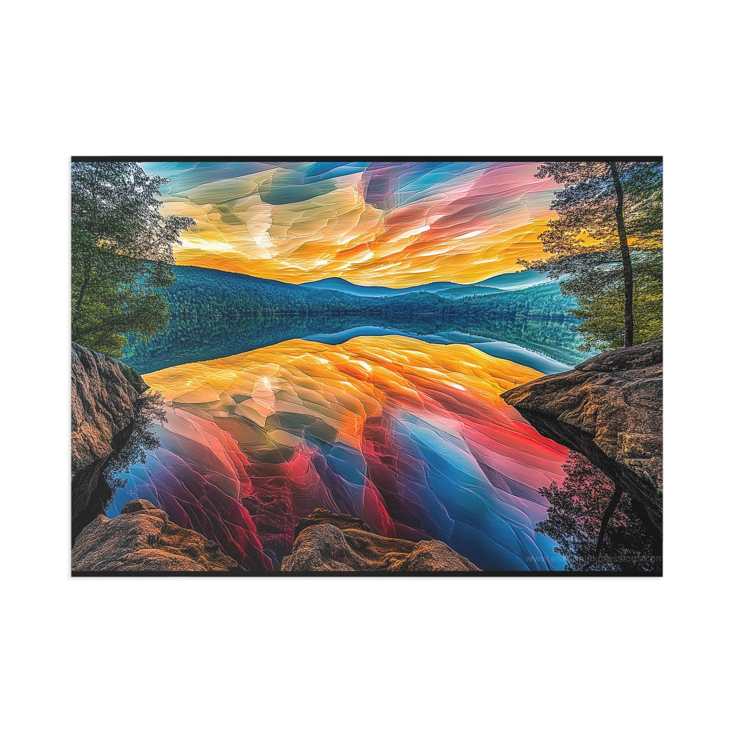 Fine Art Postcard | North Country Nature Surreal Art | Sunset Lake
