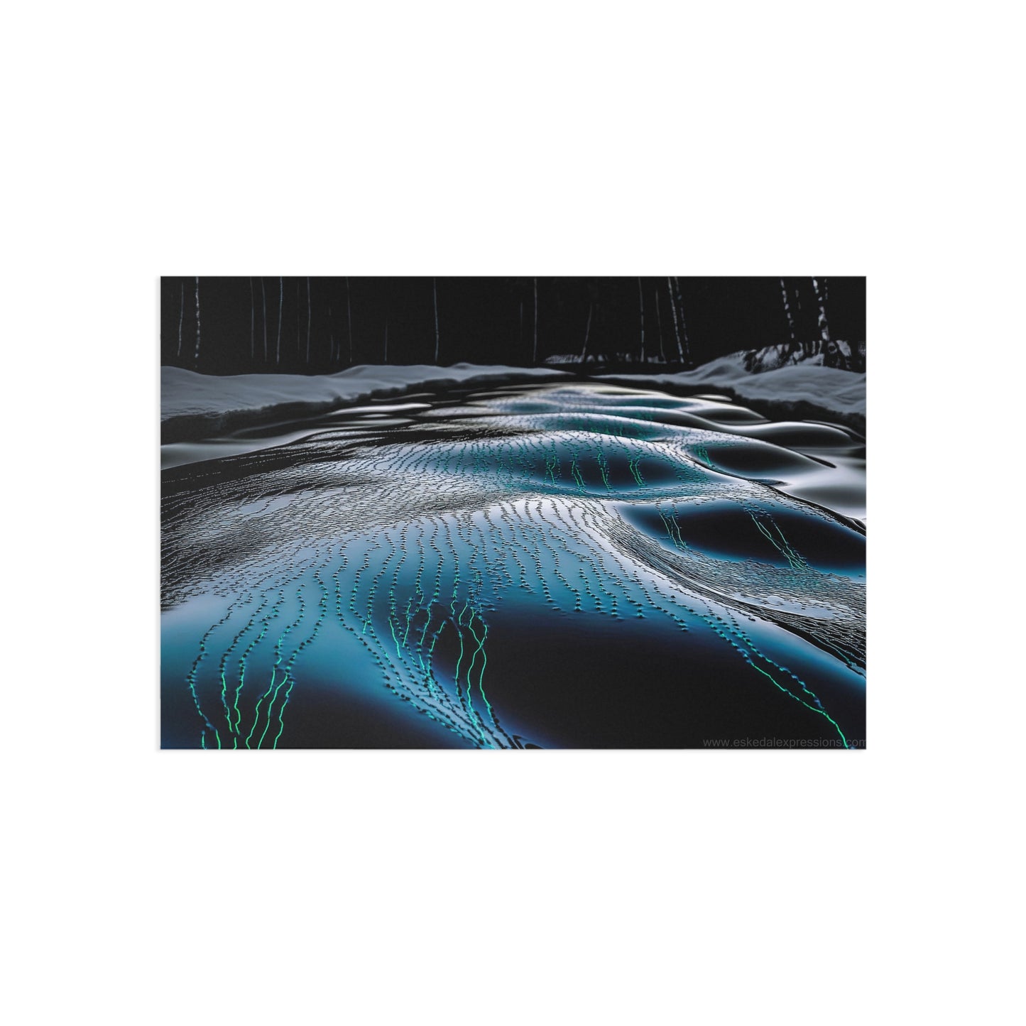 Fine Art Postcard | North Country Nature Surreal Art | Winter Brook Ripple Dimples - quickwater