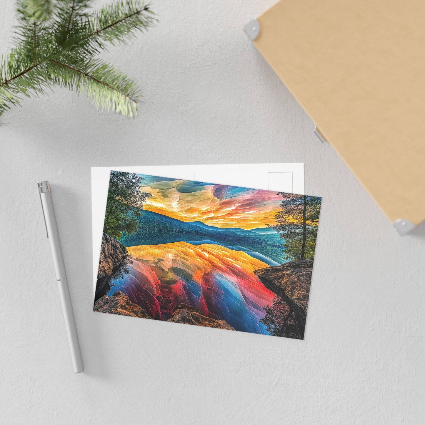 Fine Art Postcard | North Country Nature Surreal Art | Sunset Lake