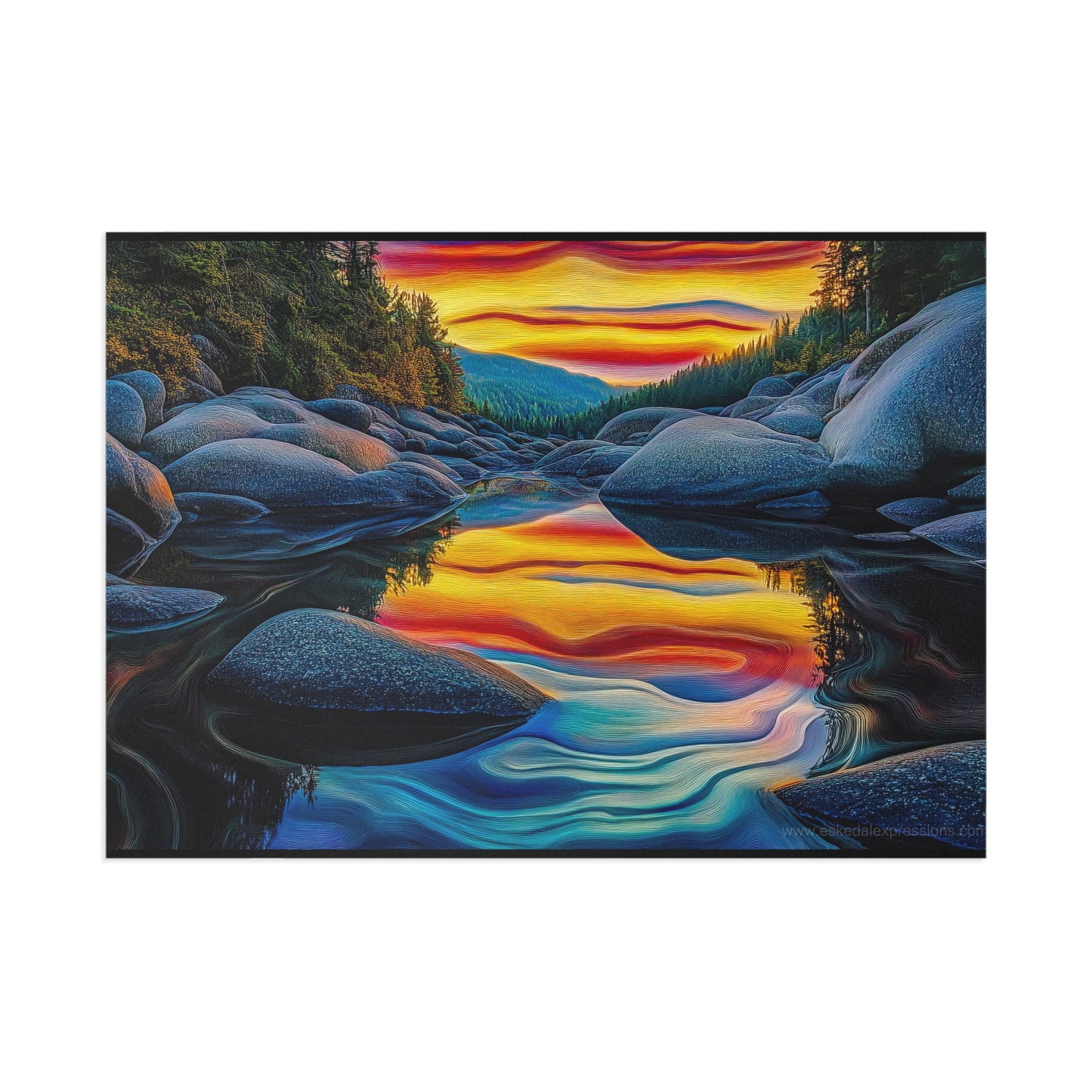 Fine Art Postcard | North Country Nature Surreal Art | Mountain Pond Sunset
