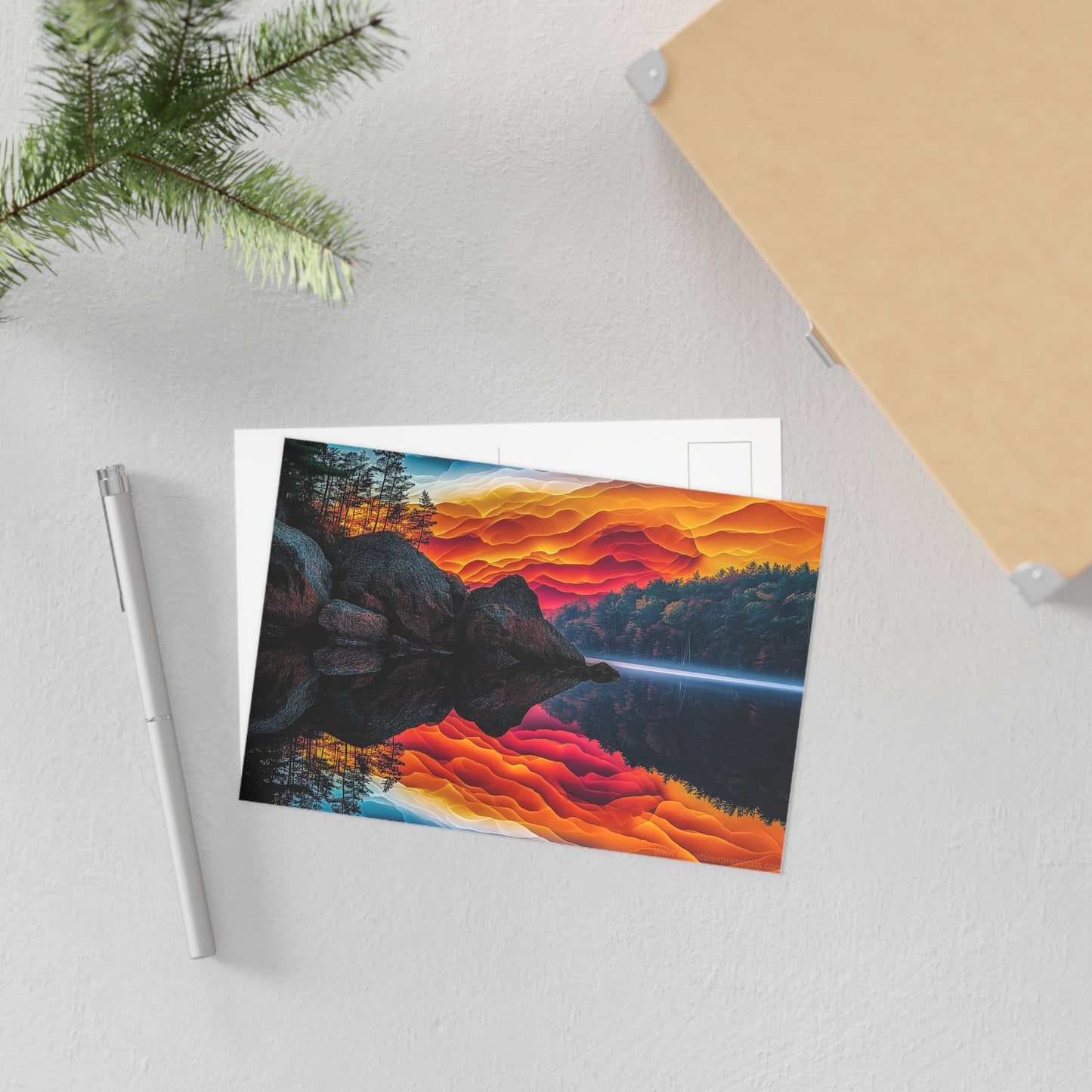 Fine Art Postcard | North Country Nature Surreal Art | Red Sky