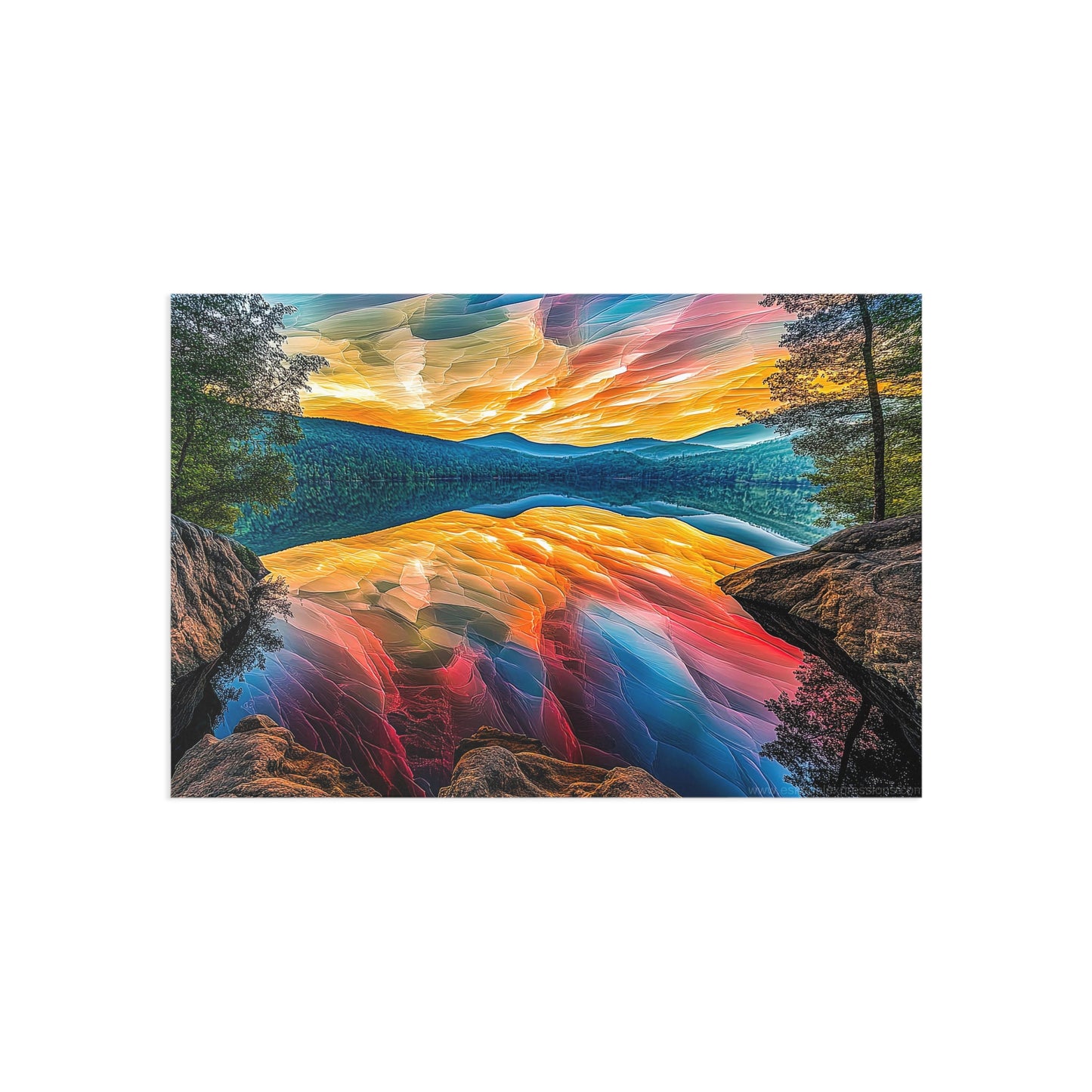 Fine Art Postcard | North Country Nature Surreal Art | Sunset Lake