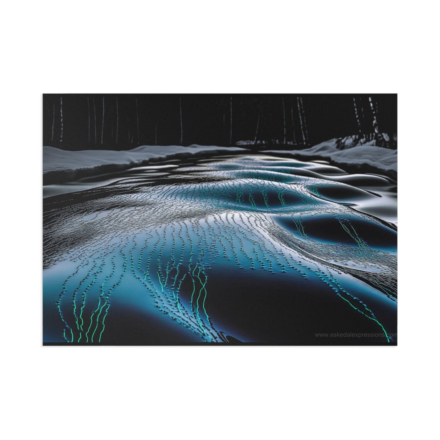 Fine Art Postcard | North Country Nature Surreal Art | Winter Brook Ripple Dimples - quickwater
