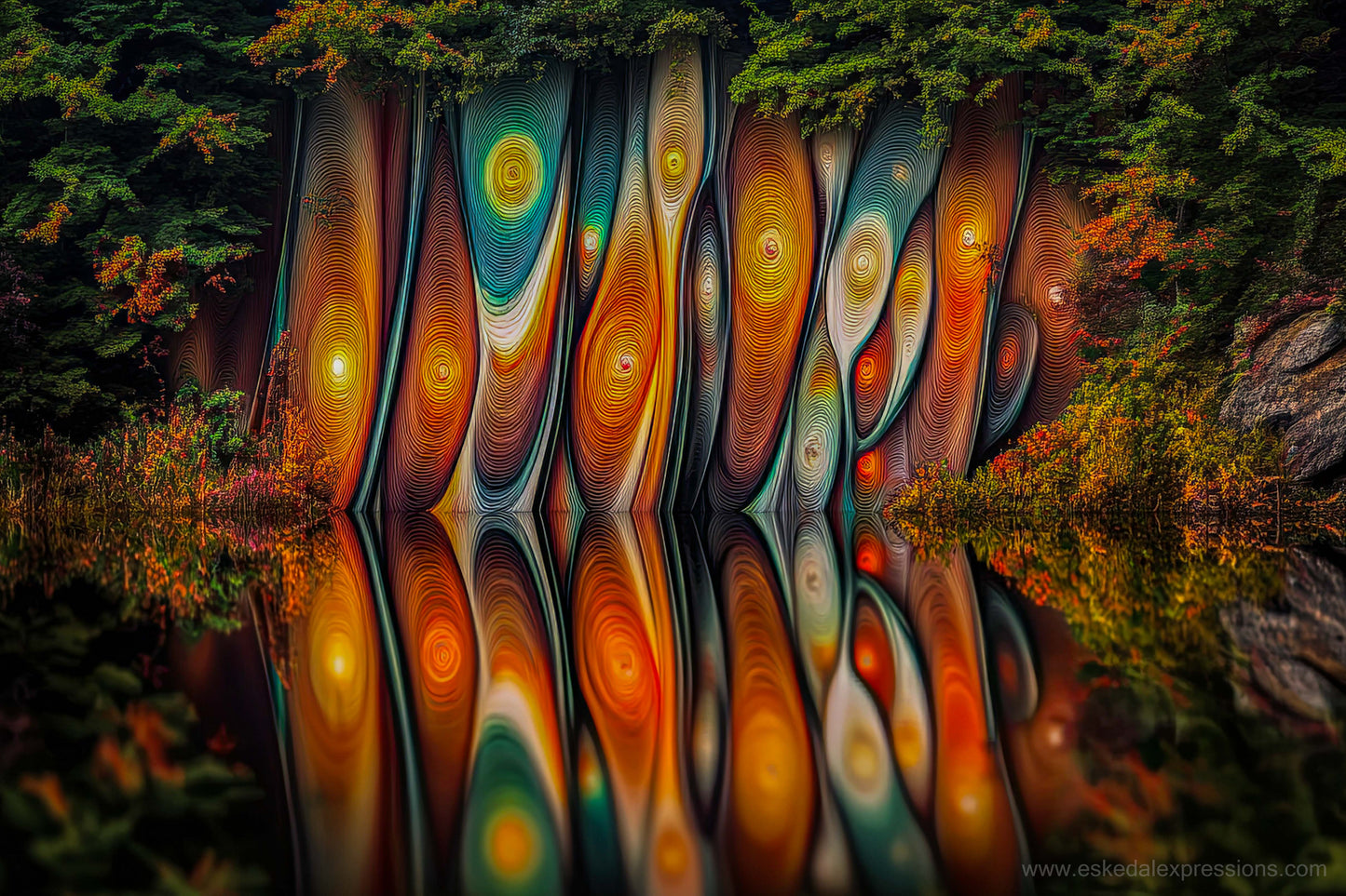 Fine Art Postcard | North Country Nature Surreal Art | Cliffside Foliage