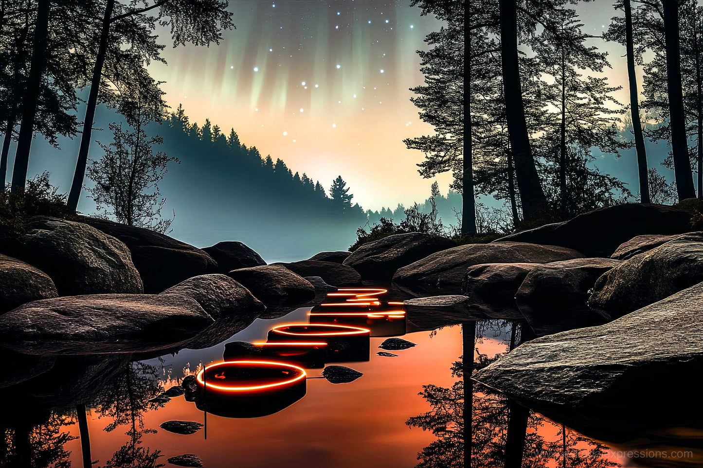 Fine Art Postcard | North Country Nature Surreal Art | Night Path