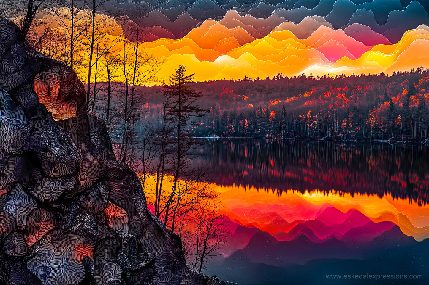 Fine Art Postcard | North Country Nature Surreal Art | Sunset Cove