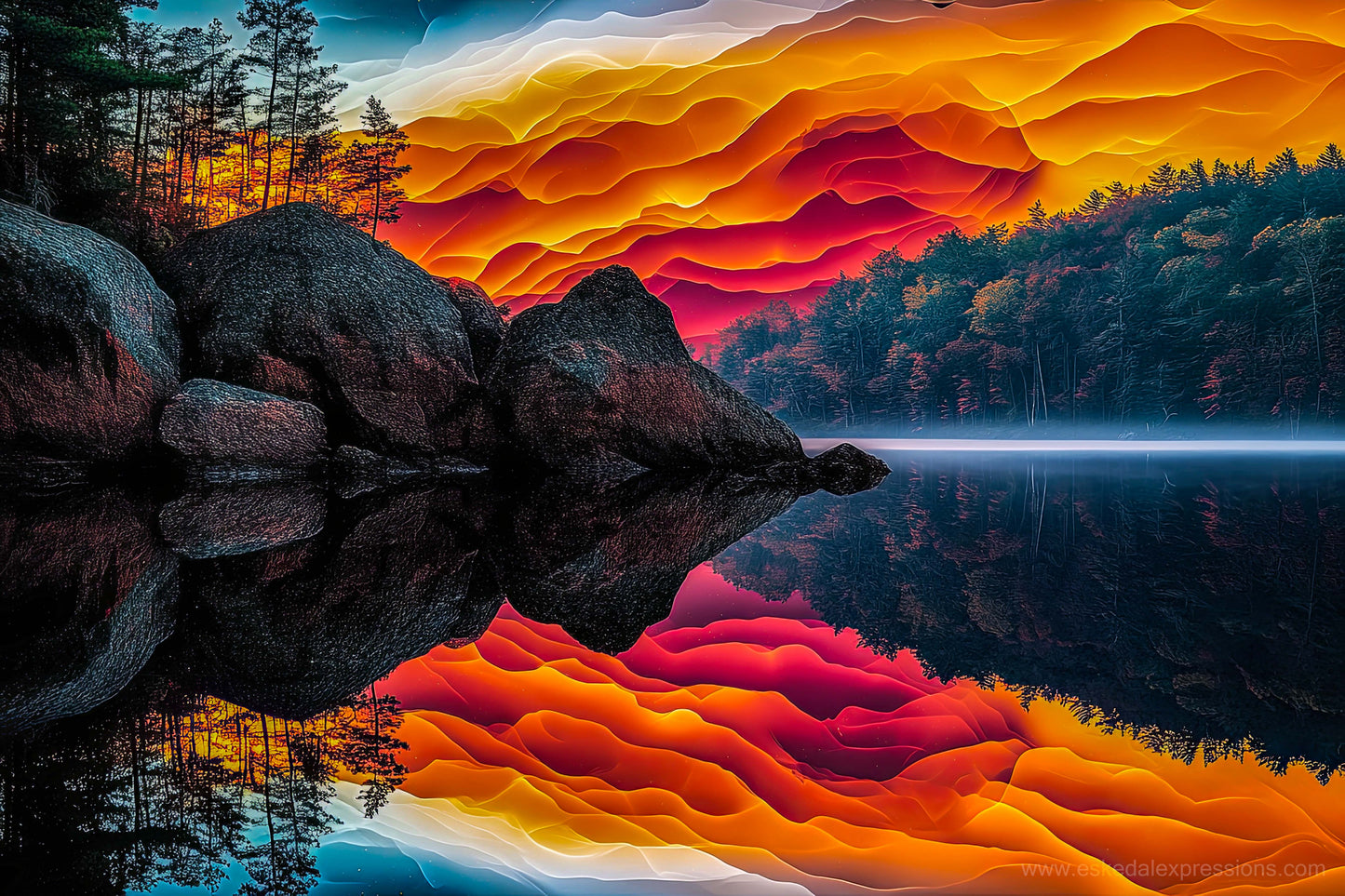 Fine Art Postcard | North Country Nature Surreal Art | Red Sky