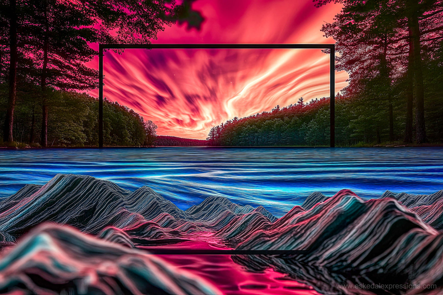 Fine Art Postcard | North Country Nature Surreal Art |  Aurora Bay